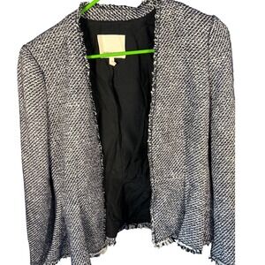 Rebecca Taylor multicolor Tweed Peplum Jacket Fringe Trim Blazer Shimmer